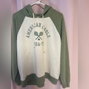 American Eagle Outfitters Green and Cream Sweater